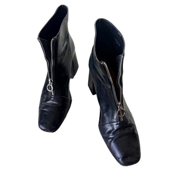 Zara Black Leather Zip Ankle Boots Block Heel – EU 40 – US 9 - Picture 9 of 10